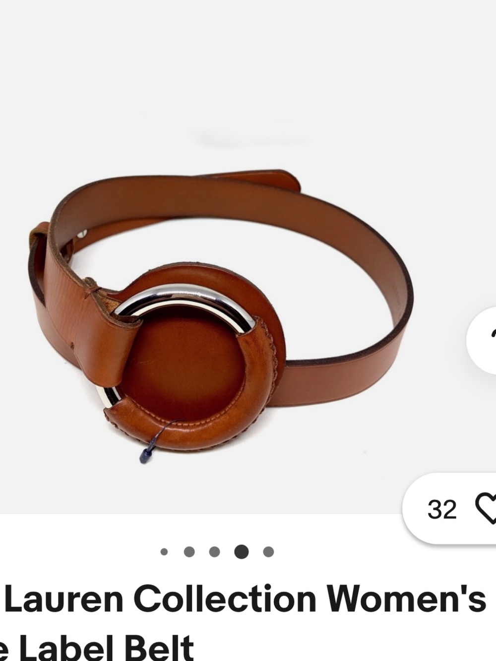 Ralph Lauren Tan Leather Belt with Silver Circular Buckle 🤩🥳 🔥😻. Used - Picture 1 of 9